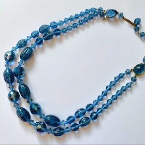 W. Germany Vintage Blue Beaded Necklace